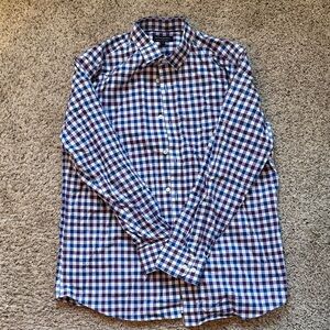 Banana Republic Men's Purple Blue and White Plaid Shirt